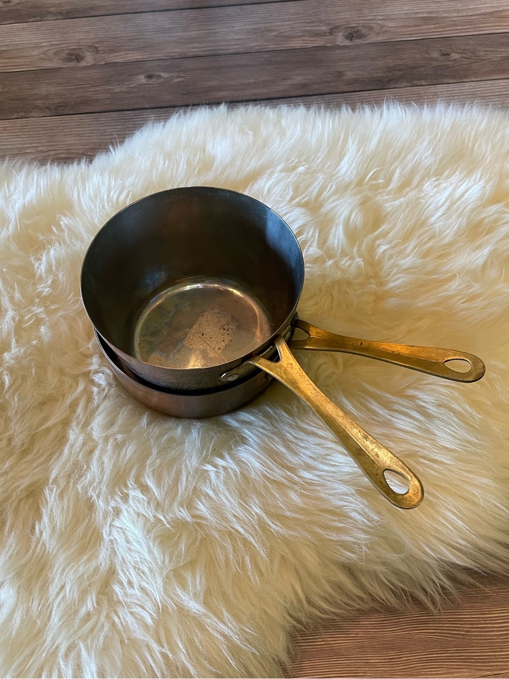 Vintage French Copper Saucepans ~ Set of 2 - Picture 4 of 9